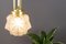 Lampe à Suspension Art Déco en Laiton et Verre Givré Blanc 6