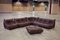 Dark Brown Leather Togo Living Room by Michel Ducaroy for Ligne Roset, Set of 5 1
