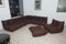 Vintage Brown Leather Togo Living Room Set by Michel Ducaroy for Ligne Roset, 1970s, Set of 5 1