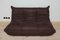 Vintage Brown Leather Togo Living Room Set by Michel Ducaroy for Ligne Roset, 1970s, Set of 5 15