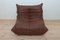 Vintage Brown Leather Togo Living Room Set by Michel Ducaroy for Ligne Roset, 1970s, Set of 5 10