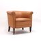 Brown Leather Club Chair on Castors, 1930s 4