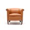 Brown Leather Club Chair on Castors, 1930s 2