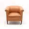 Brown Leather Club Chair on Castors, 1930s 3