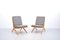 Mid-Century Ash Scissor Chairs with Back Part in Sisal Attributed to Pierre Jeanneret, Set of 2 2