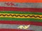 Türkiser Vintage Kelim Teppich mit Quadraten in Grün, Rot & Schwarz aus Wolle, 1960er 8