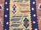 Vintage Turkish Beige, Blue, Pink & Yellow Wool Tribal Kilim Rug, 1960s, Image 6