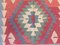 Tapis Triang Kilim Vintage Carré en Laine Rouge, Rose et Orange, Turquie, 1960s 9