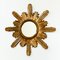 Espejo en forma de sol Mid-Century de madera dorada, años 50, Imagen 1