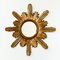 Mid-Century Gilded Wooden Sun Mirror, 1950s 1