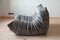 Set of Elephant Grey Velvet Togo Lounge Chair and Pouf by Michel Ducaroy for Ligne Roset 8