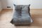 Set of Elephant Grey Velvet Togo Lounge Chair and Pouf by Michel Ducaroy for Ligne Roset 10