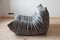 Elephant Grey Velvet Togo Lounge Chair and Pouf by Michel Ducaroy for Ligne Roset, Set of 2 8