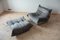 Set of Elephant Grey Velvet Togo Lounge Chair and Pouf by Michel Ducaroy for Ligne Roset 1