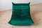 Bottle Green Velvet Togo Lounge Chair and Pouf by Michel Ducaroy for Ligne Roset, Set of 2, Image 8