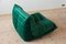 Bottle Green Velvet Togo Lounge Chair and Pouf by Michel Ducaroy for Ligne Roset, Set of 2, Image 9