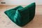 Poltrona e pouf Togo in velluto verde bottiglia di Michel Ducaroy per Ligne Roset, set di 2, Immagine 10