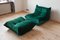 Bottle Green Velvet Togo Lounge Chair and Pouf by Michel Ducaroy for Ligne Roset, Set of 2 1