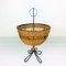 Rattan Basket on Black Metal Stand, 1950s 3