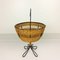 Rattan Basket on Black Metal Stand, 1950s 4