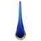 Große Italienische Murano Vase aus Mundgeblasenem Blauem Glas in Blau, 1960er 1
