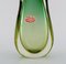 Italian Murano Vase in Green and Clear Mouth Blown Art Glass, 1960s, Image 4