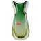 Italienische Murano Vase aus grünem und klar mundgeblasenem Kunstglas, 1960er 1