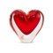 Murano Glas Sommerso Red & Clear Color Heart-Shaped Skulptur von Cenedese 1