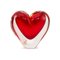 Murano Glass Sommerso Red & Clear Color Heart-Shaped Sculpture from Cenedese 1