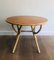 French Small Round Rattan Coffee Table with Wooden Top, 1970s, Image 1