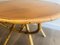 French Small Round Rattan Coffee Table with Wooden Top, 1970s 5