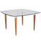 Mid-Century Modern Table with Murano Glass Top & Walnut Turned Legs and Heads, Image 1