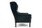 Black Leather Wingback Armchair, 1950s 10