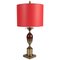 Lampada da tavolo Mid-Century moderna rossa in ottone e resina, anni '60, Immagine 1