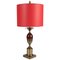 Mid-Century Modern Red Table Lamp in Brass and Resin, 1960s, Image 1