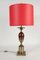 Rote Mid-Century Tischlampe aus Messing & Harz, 1960er 3