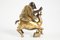 Antique Character Riding a Dain with a Paw Resting on Books in Gilt Bronze & Patina 2