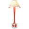 Mid-Century Painted Orange and White Wood Table Lamp, 1960s, Image 1
