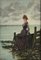 Elegant Woman at the Ocean Side Oil on Canvas Painting by Leon Breton 2