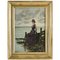 Elegant Woman at the Ocean Side Oil on Canvas Painting by Leon Breton 1
