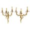 Wandleuchten aus vergoldeter Bronze mit Drei Leuchten im Louis XV Stil, 2er Set 1