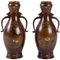 19th Century Japanese Meiji Bronze and Gold Vases, Set of 2 1