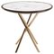 Tavolino rotondo con ripiano in marmo laccato e gambe in rame, Immagine 1