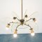 Vintage Brass and Glass 6-Light Ceiling Lamp, 1950s, Image 8