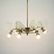 Vintage Brass and Glass 6-Light Ceiling Lamp, 1950s 3