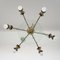 Vintage Brass and Glass 6-Light Ceiling Lamp, 1950s 6