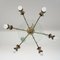 Vintage Brass and Glass 6-Light Ceiling Lamp, 1950s, Image 6