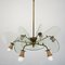 Vintage Brass and Glass 6-Light Ceiling Lamp, 1950s, Image 7