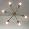 Vintage Brass and Glass 6-Light Ceiling Lamp, 1950s, Image 5