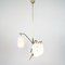 Vintage Brass and Opal Glass 3-Light Ceiling Lamp, 1950s 2